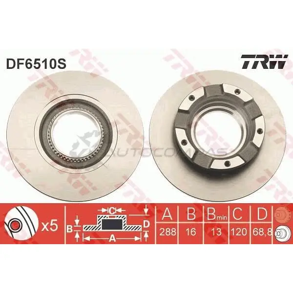 Тормозной диск TRW df6510s 1524798 XY47DM 1 3322938210717 изображение 0