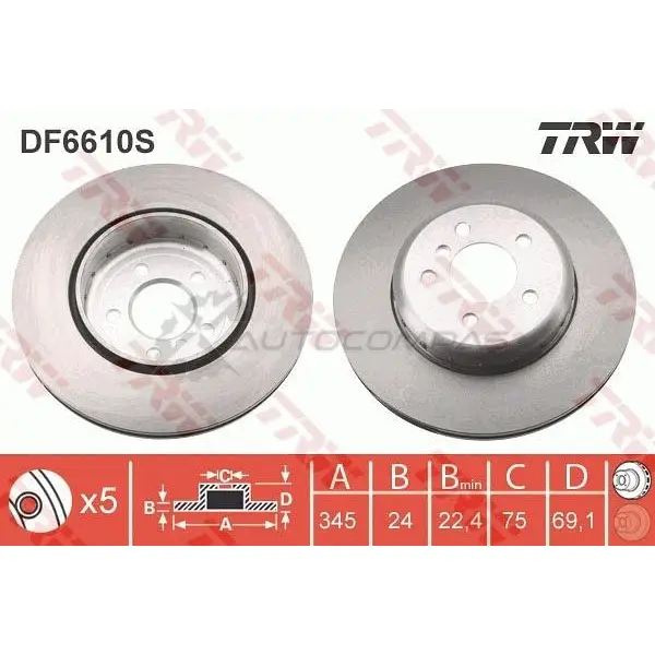 Тормозной диск TRW df6610s 1524825 3322938246051 GY T6CB изображение 1
