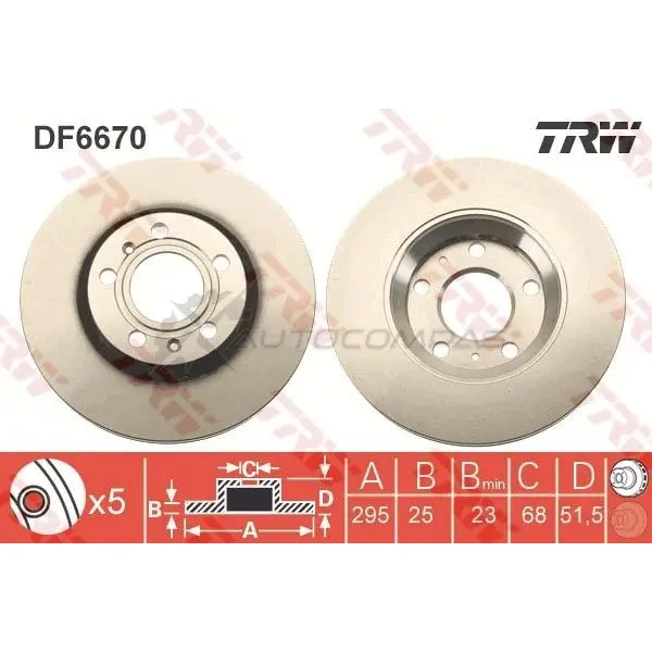 Тормозной диск TRW df6670 NB O4XB 3322938276706 1524856 - Изображение 1