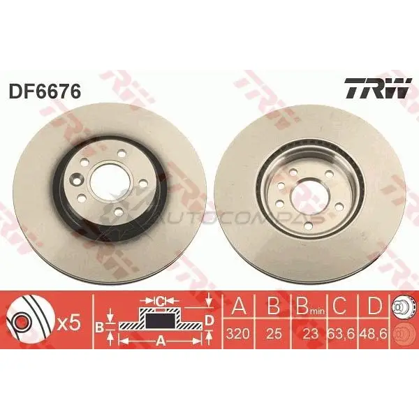 Тормозной диск TRW I9 18R8S 1524860 3322938276713 df6676s - Изображение 1