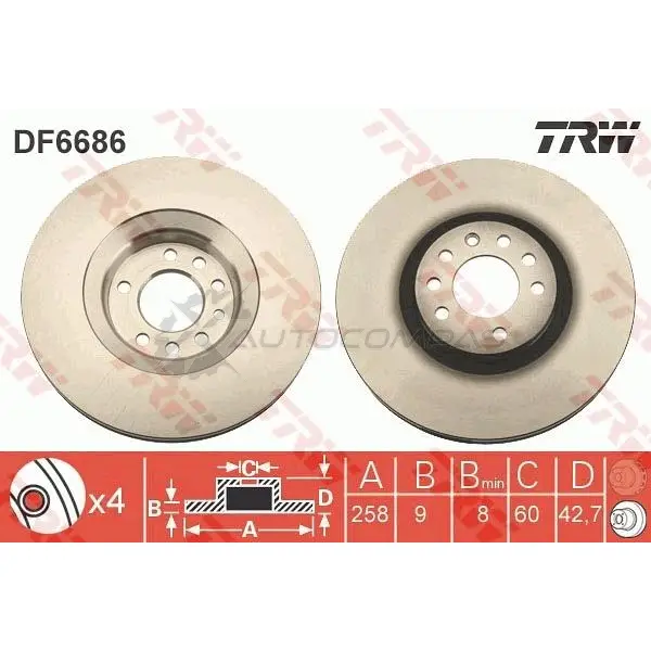 Тормозной диск TRW 1524867 G4F XYT df6686 3322938271886 изображение 1