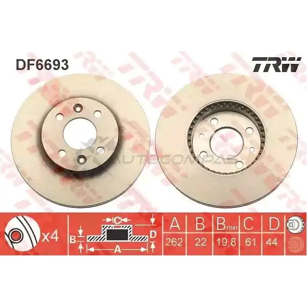 Тормозной диск TRW 5LO KU8 3322938274634 1524874 df6693 - Изображение 1