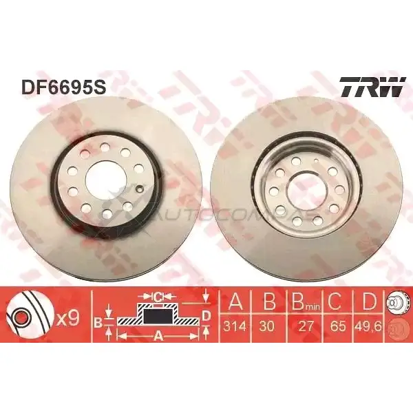 Тормозной диск TRW B N1PUG5 df6695s 1524875 3322938285715 изображение 2