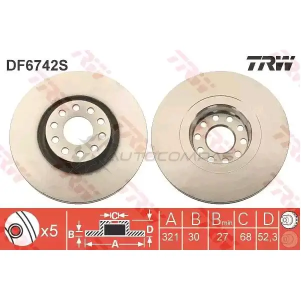 Тормозной диск TRW PJMM S 3322938299163 1524883 df6742s - Изображение 1