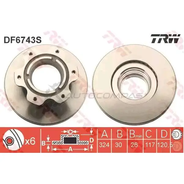 Тормозной диск TRW 1524884 R7OYI 7 3322938295783 df6743s изображение 0