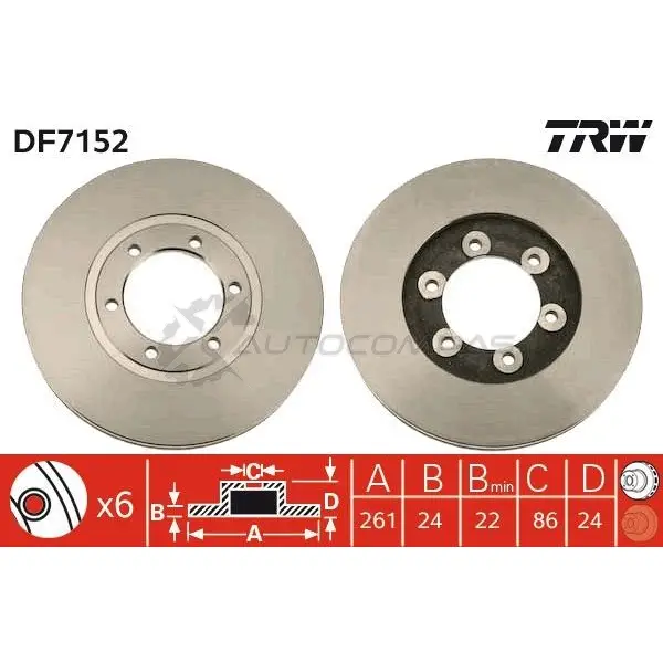 Тормозной диск TRW 3322937402007 4 6DE39E df7152 1524921 - Изображение 1