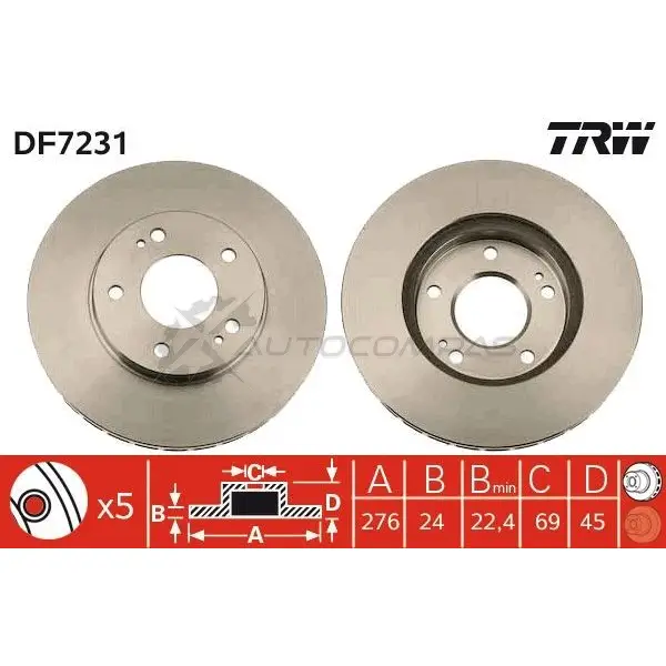 Тормозной диск TRW IPEZBE J 3322937422043 df7231 1524928 изображение 0