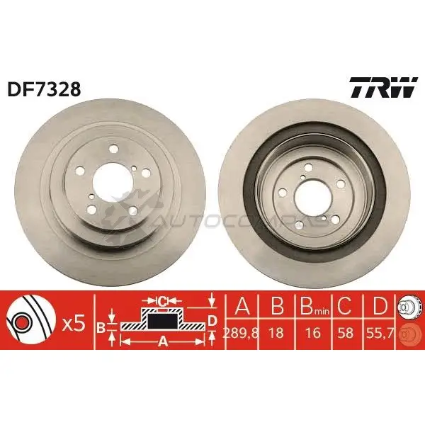 Тормозной диск TRW 1524938 3322937510603 df7328 U54O 3H изображение 0