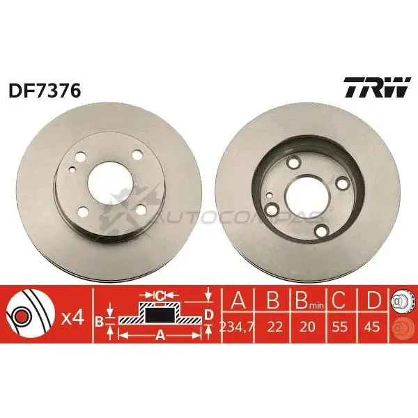 Тормозной диск TRW MV88GU 2 3322937691388 df7376 1524946