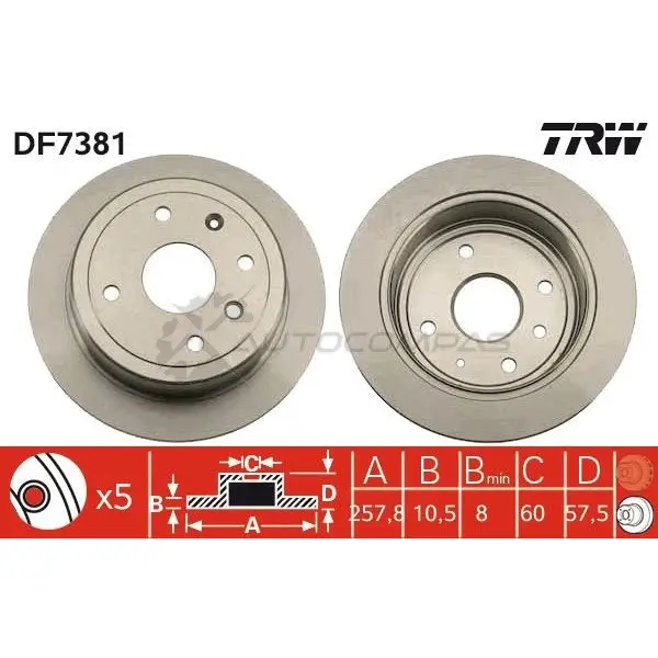 Тормозной диск TRW 1524947 3322937691036 U 6V2D df7381 - Изображение 1
