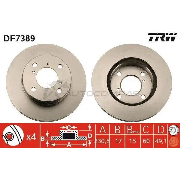 Тормозной диск TRW df7389 T PTZJ 3322937691005 1524948 изображение 0