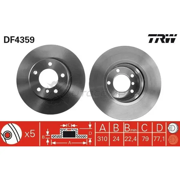 Тормозной диск TRW df4359 1524163 76 M9J0 3322937402465 изображение 4
