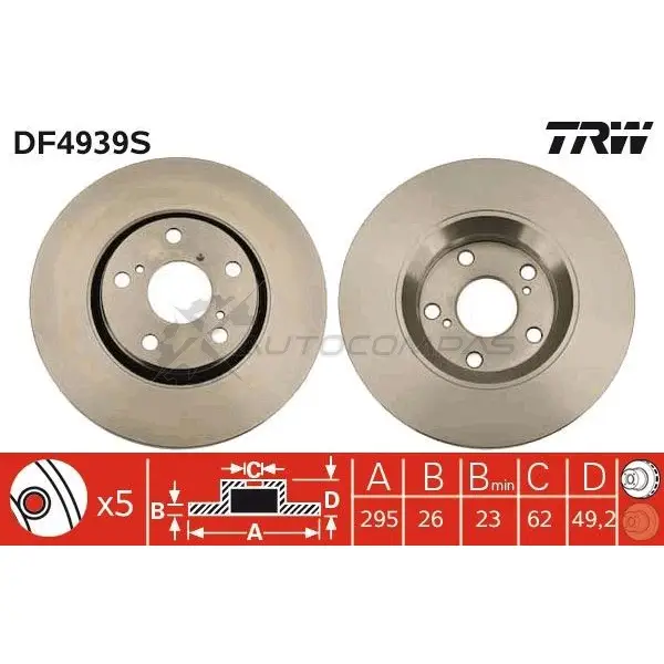 Тормозной диск TRW 1524463 3322937951154 VW4JXW T df4939s изображение 4