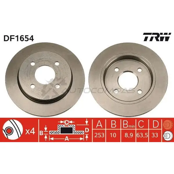 Тормозной диск TRW K7 F9B0 3322936165408 1523406 df1654 изображение 3