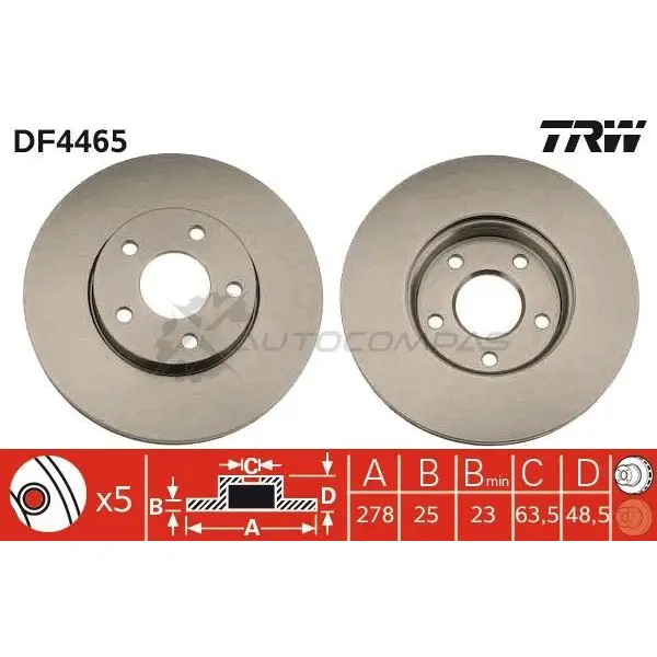 Тормозной диск TRW Q 64Z1 3322937493012 df4465 1524252 изображение 4