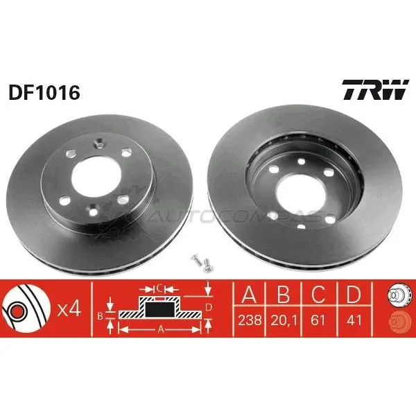 Тормозной диск TRW 1523237 P R334 3322936101604 df1016 изображение 4