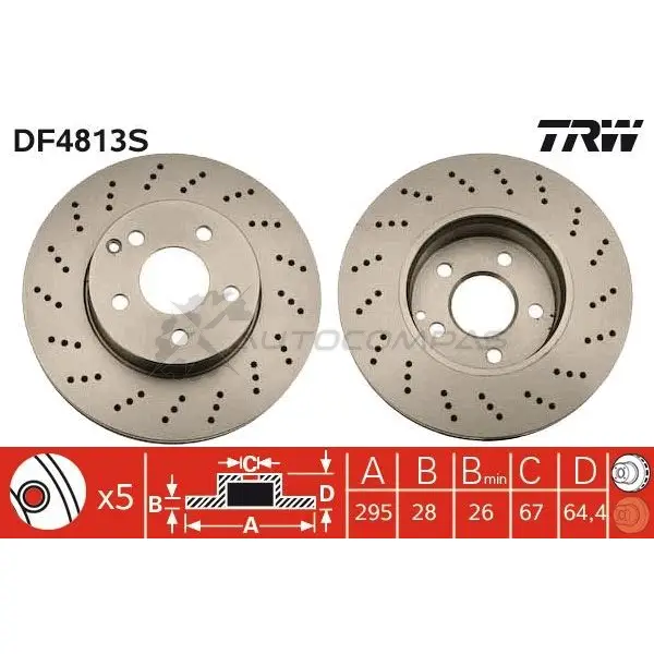 Тормозной диск TRW 3322937885510 W U4M0K1 df4813s 1524374 изображение 4