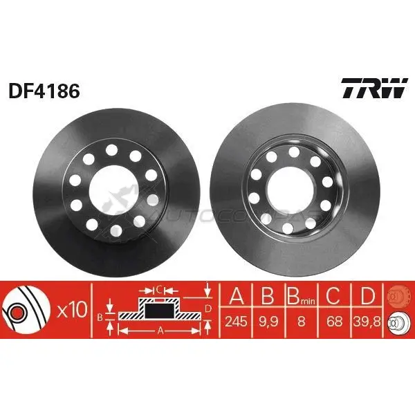 Тормозной диск TRW df4186 1523998 XB1 RNIY 3322937320844 изображение 4