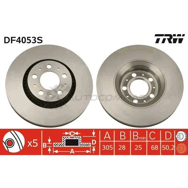 Тормозной диск TRW df4053s 1523889 3322937335312 26BE56 R изображение 4