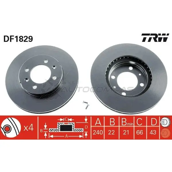 Тормозной диск TRW 1523494 df1829 3322936182900 R762QK T изображение 6