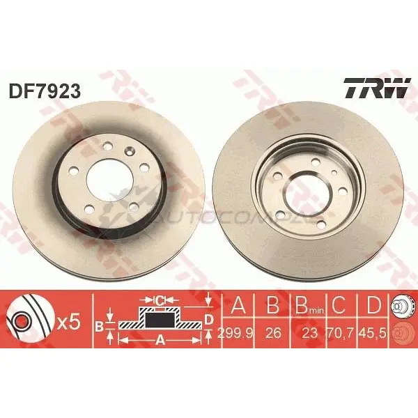 Тормозной диск TRW 3322938101800 df7923 1524957 HP QNX8 изображение 3