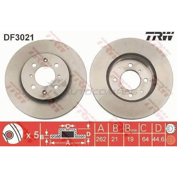 Тормозной диск TRW 1523807 3322937076703 df3021 3G0 SB изображение 3