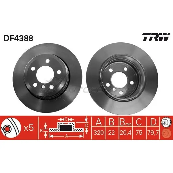 Тормозной диск TRW df4388 3322937402755 1524185 DE3 V40N изображение 4