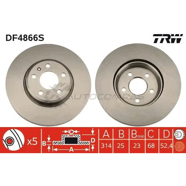 Тормозной диск TRW Z S4QW8W 3322937928804 1524414 df4866s изображение 4