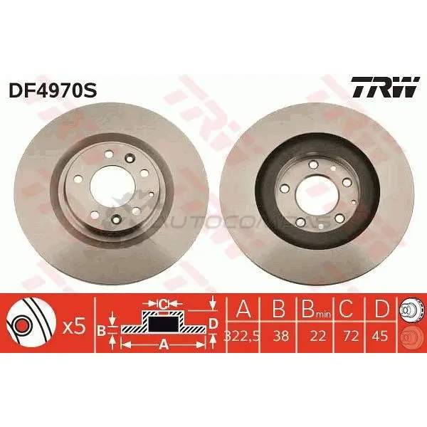 Тормозной диск TRW N4L BQ3P 1524485 df4970s 3322937951468 изображение 3
