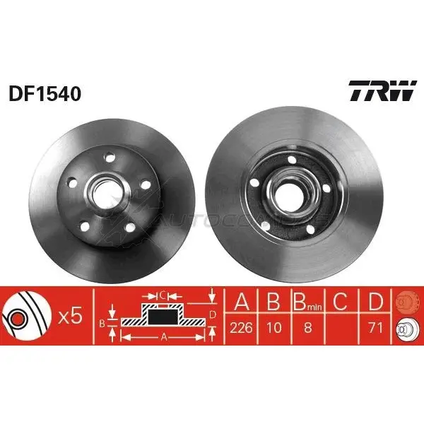 Тормозной диск TRW 3322936154006 df1540 A3 CNSJ0 1523334 изображение 4