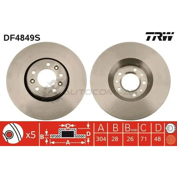 Тормозной диск TRW 1524399 3322937928606 df4849s SEE YOBL изображение 4