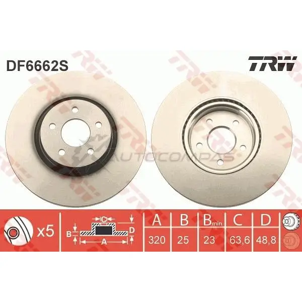 Тормозной диск TRW 1524853 3322938269289 D8 1CJ df6662s изображение 7