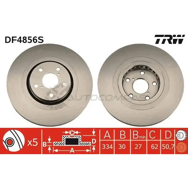 Тормозной диск TRW 3322937928699 1524406 553 Q3X df4856s изображение 6