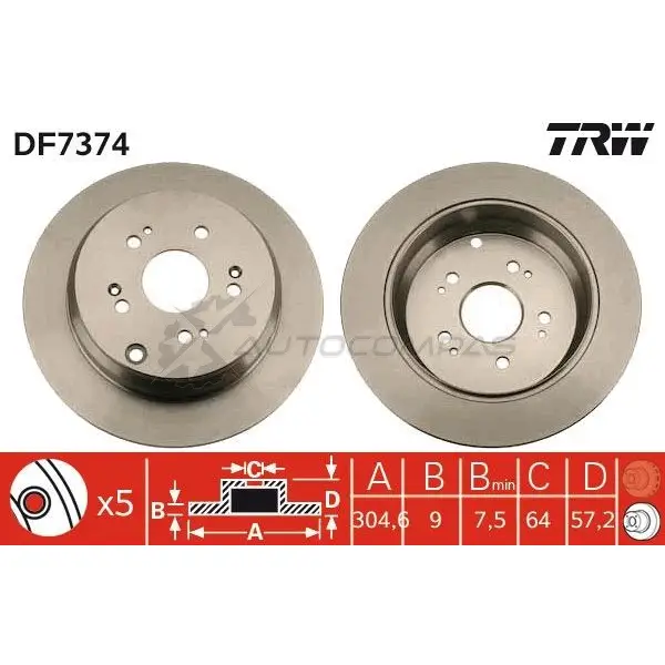 Тормозной диск TRW df7374 3322937690923 1BB 9J 1524945 изображение 4