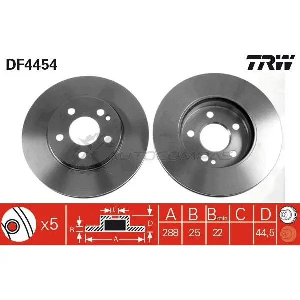 Тормозной диск TRW 3322937473700 LQQ N3T 1524240 df4454 изображение 4