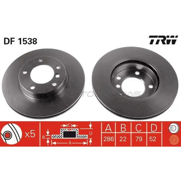 Тормозной диск TRW df1538 ZHBE Q 1523332 3322936153801 изображение 4