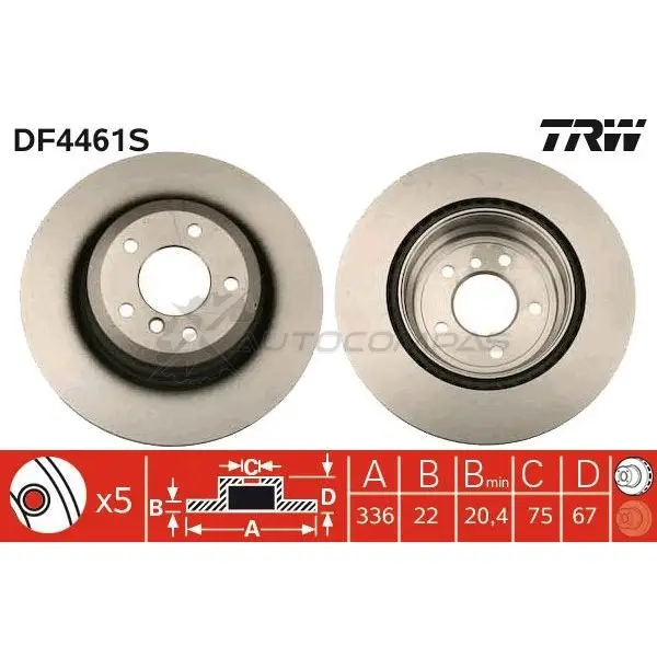 Тормозной диск TRW df4461s 3322937518258 F3E66S J 1524248 изображение 4