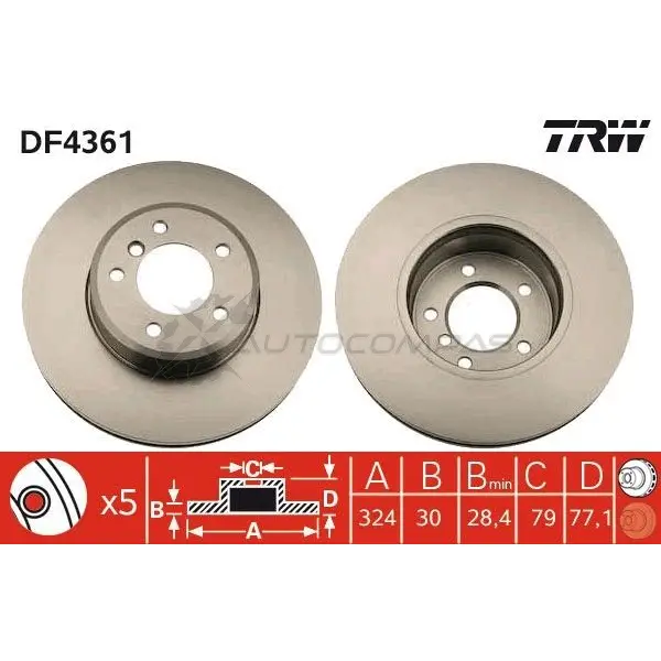 Тормозной диск TRW df4361 3322937402588 87AXKW F 1524165 изображение 4