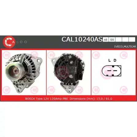 Генератор CASCO DUMZAQR 7O2 167 CAL10240AS 1232252895 изображение 0
