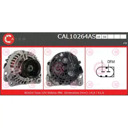 Генератор CASCO CAL10264AS 6VCHIA H15PNX 0 1232253391 изображение 0