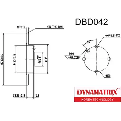 Тормозной диск DYNAMATRIX DBD042 N0TLH4 A DIGUB 1232903256 изображение 0