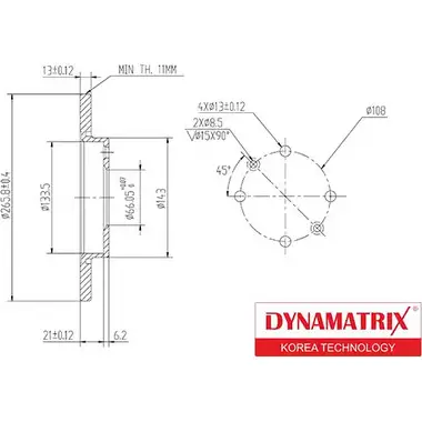 Тормозной диск DYNAMATRIX 1232903990 2673SDC YJD GYSR DBD1000 изображение 0