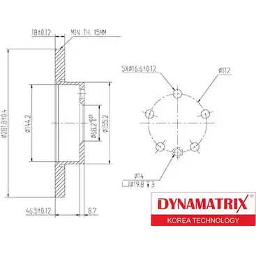 Тормозной диск DYNAMATRIX R NSC3Q 1232904106 NPKV3 DBD1011 изображение 0