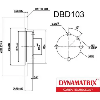 Тормозной диск DYNAMATRIX 1232904216 CWD2Q1L 90J Q6L DBD103 изображение 0