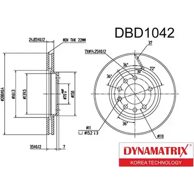 Тормозной диск DYNAMATRIX I3RL8N0 9 LHNA5 DBD1042 1232904324