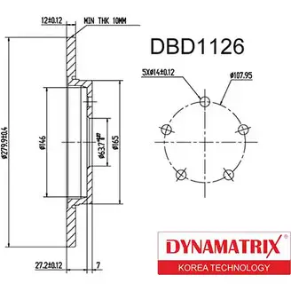 Тормозной диск DYNAMATRIX T LNOP0 DBD1126 1232905132 A58ZC9 изображение 0
