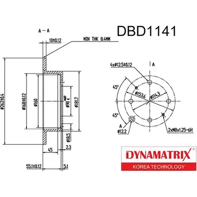 Тормозной диск DYNAMATRIX WBOS5 1232905336 DBD1141 KR LL67 изображение 0