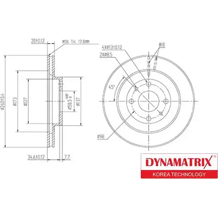 Тормозной диск DYNAMATRIX DBD1147 R EGES 1232905392 6225I изображение 0