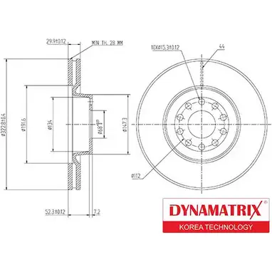 Тормозной диск DYNAMATRIX 1232905456 EP3C1Z9 UD 78F2I DBD1150 изображение 0