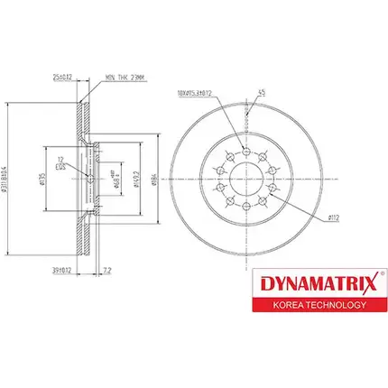 Тормозной диск DYNAMATRIX 1232905508 B PL3N DBD1156 1456J изображение 0